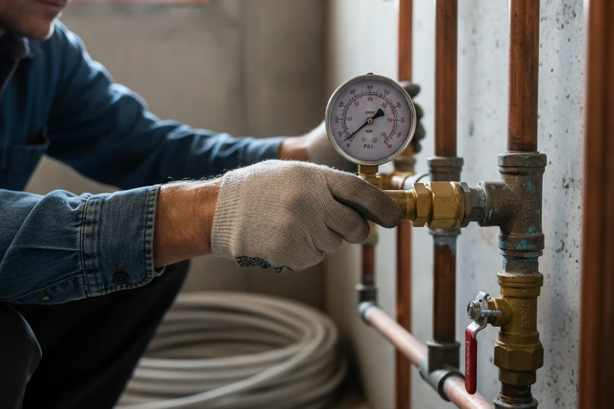 Pressure testing a repaired line during Water Line Repair in Dravosburg